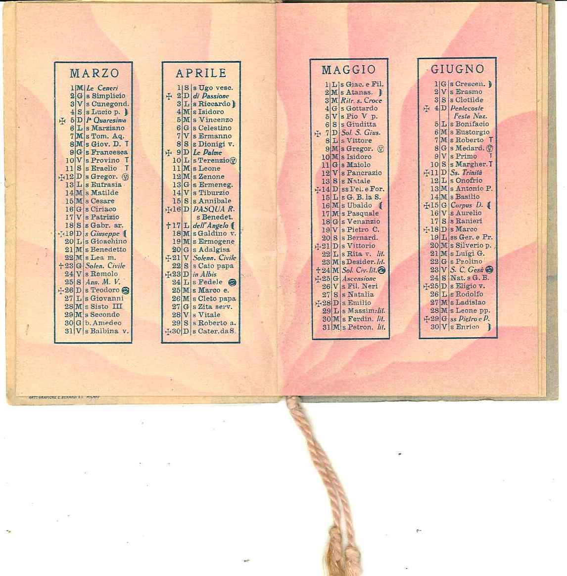 Calendarietto anno 1933